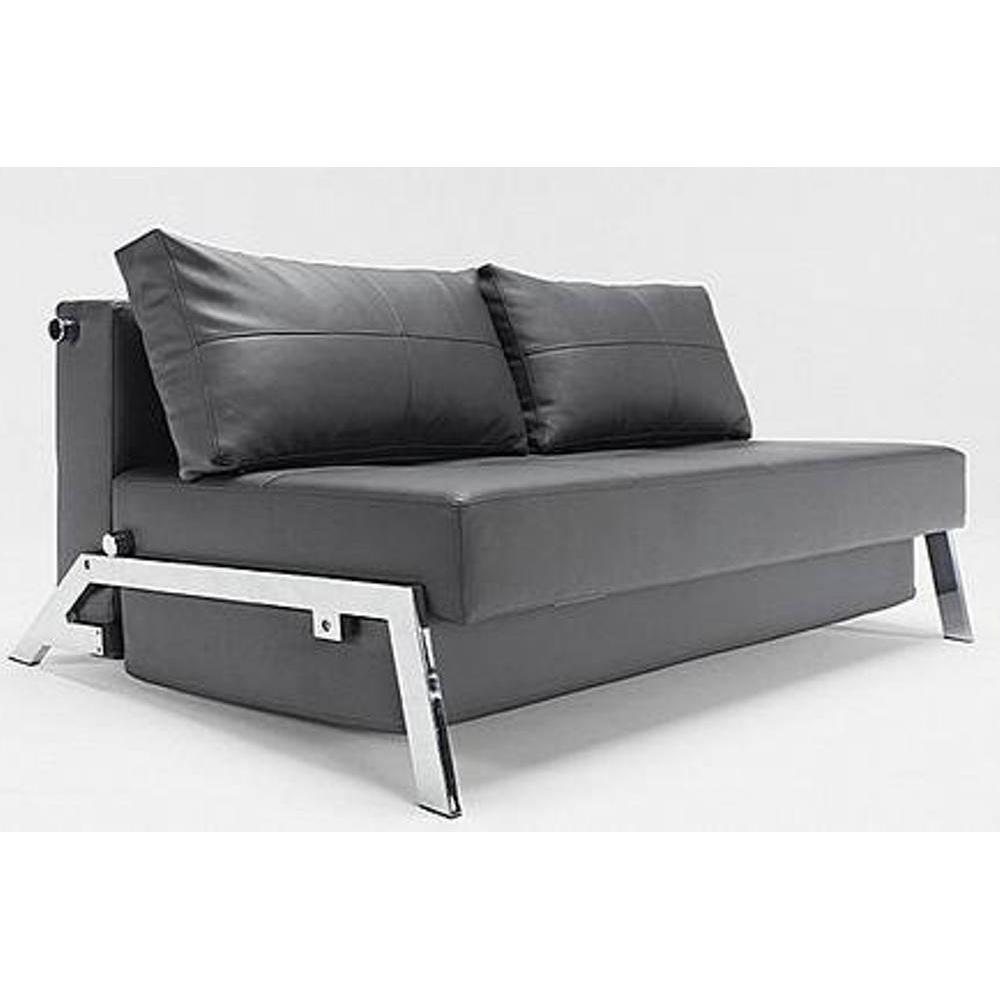 Canapé LIT Design Sofabed Cubed Tissu Enduit Noir Convertible 200 140