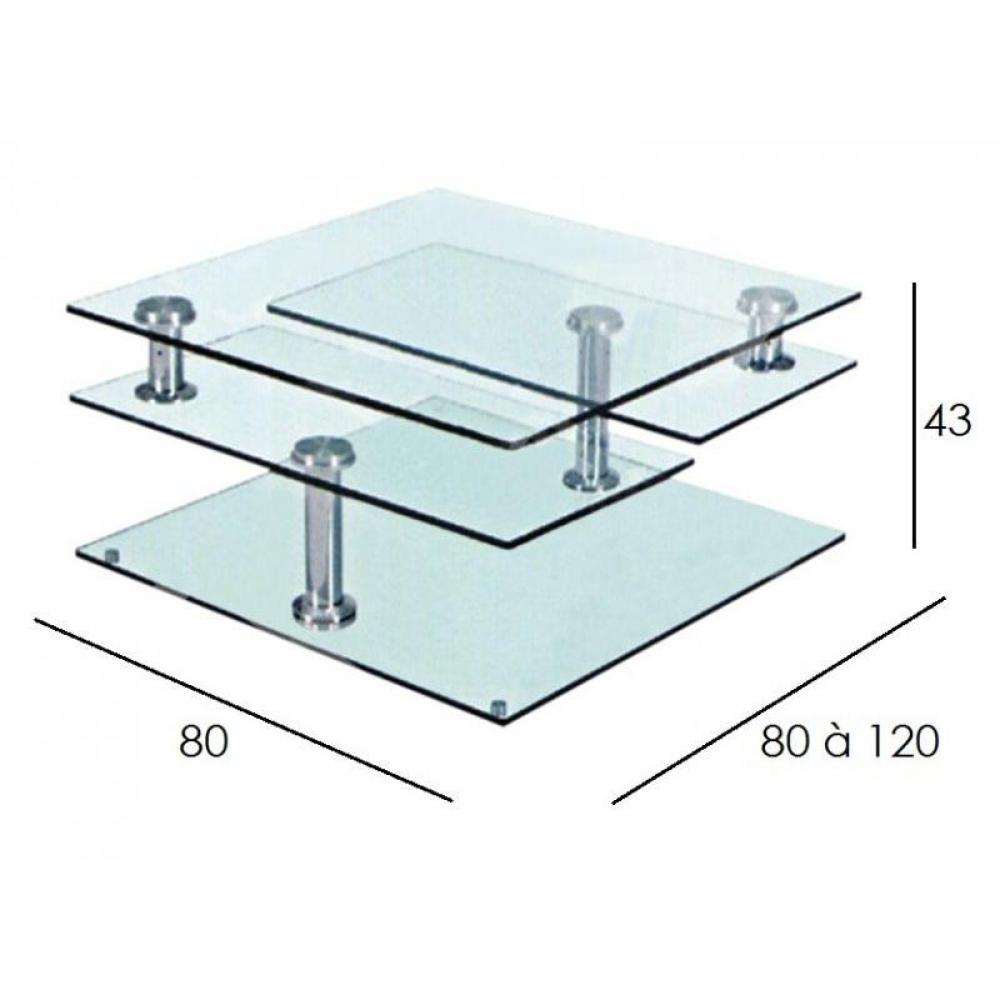 table basse verre 3 plateaux pivotants