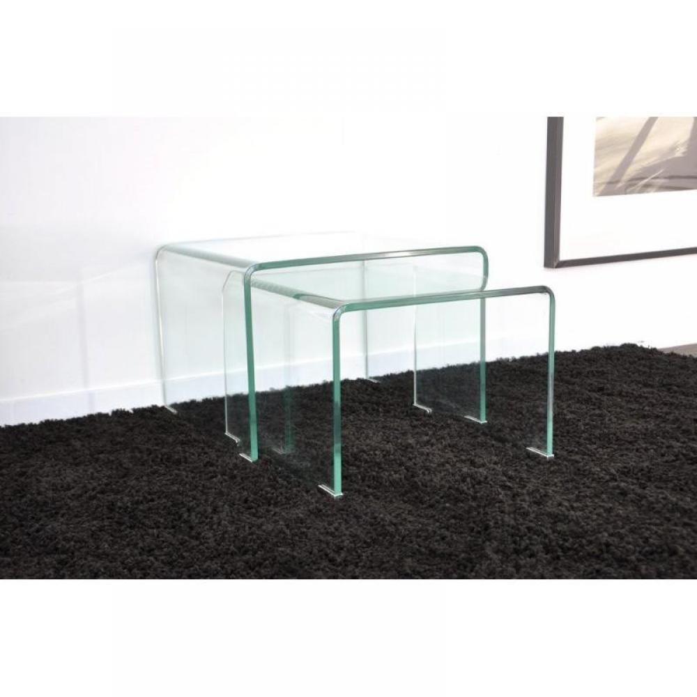 WAVE gigogne transparente 2 tables verre design
