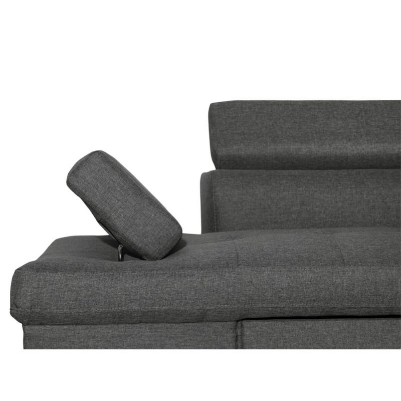 Canapé angle convertible méridienne gauche RINO gris foncé pieds métal