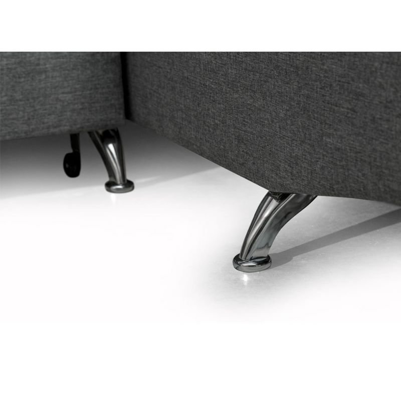 Canapé angle convertible méridienne gauche RINO gris foncé pieds métal