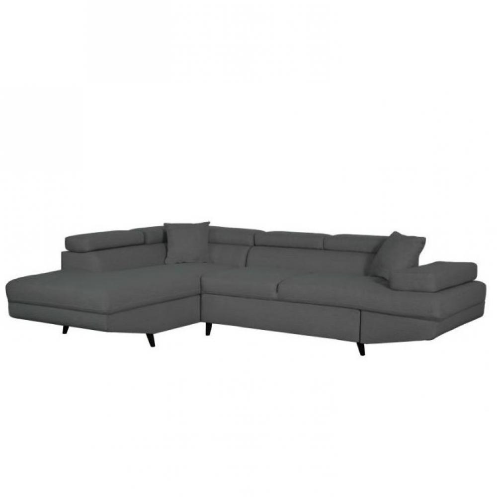 Canapé méridienne coffre gauche RINO convertible gris graphite pieds laqués noir