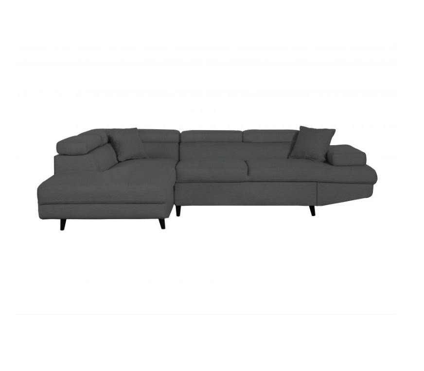 Canapé méridienne coffre gauche RINO convertible gris graphite pieds laqués noir