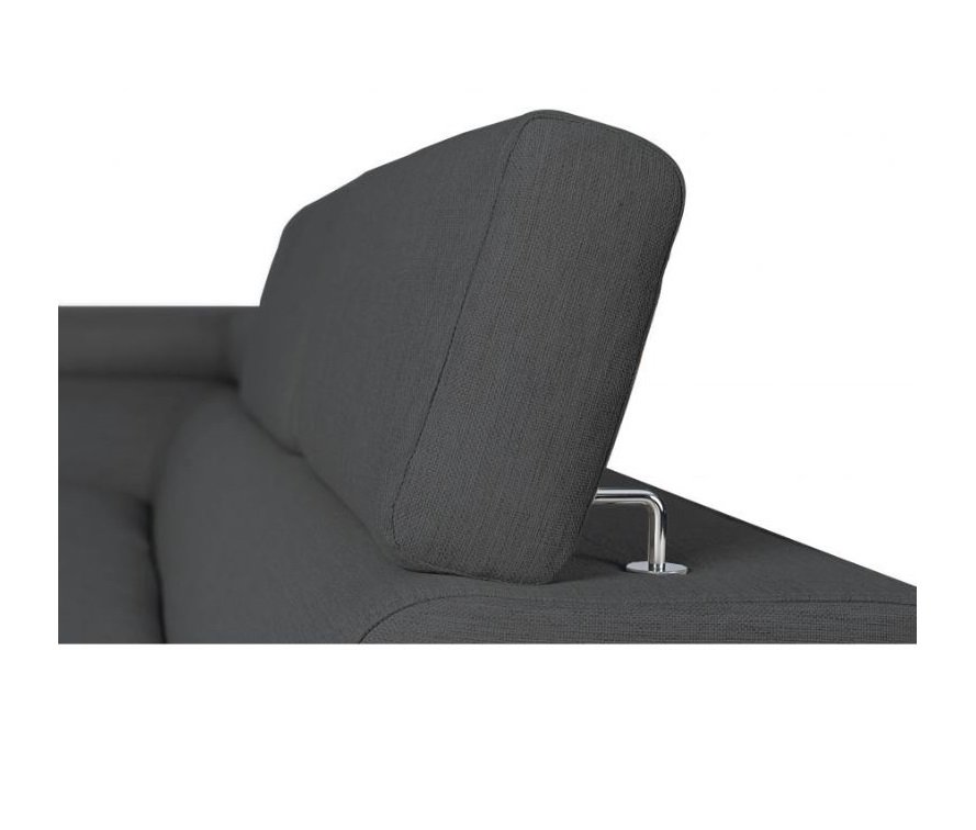 Canapé méridienne coffre gauche RINO convertible gris graphite pieds laqués noir