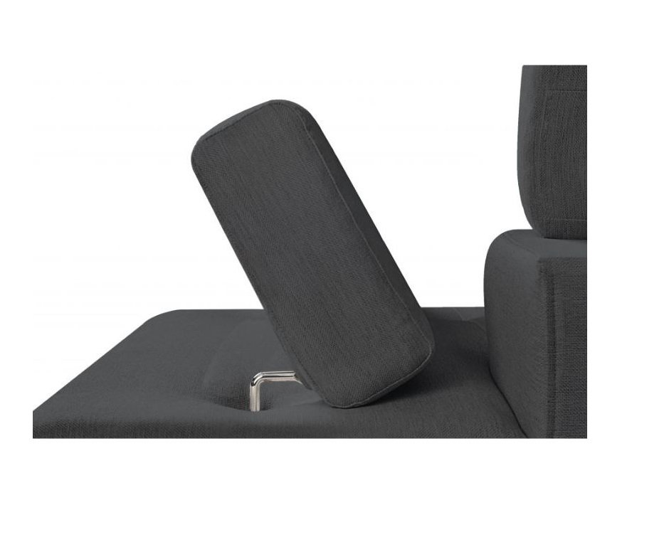 Canapé méridienne coffre gauche RINO convertible gris graphite pieds laqués noir