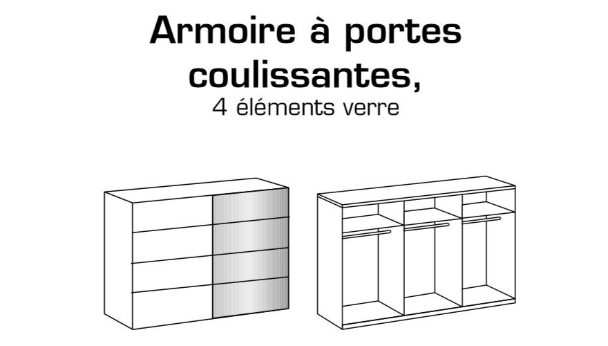 Armoire 2 portes coulissantes TILBURG 270 cm gris Sahara verre noir et graphite