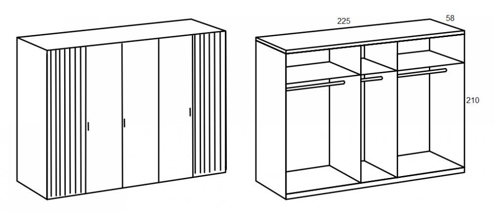 Armoire graphite 5 portes BLEND 2 portes aspect clayettes imit. chêne artisan