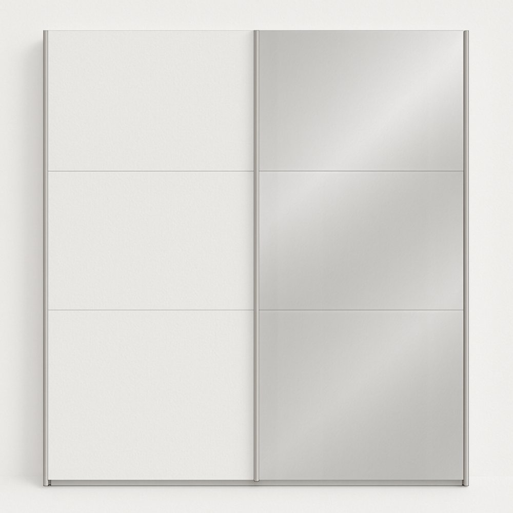 Armoire coulissante LISBETH 1 porte blanc 1 miroir 250 x 236 cm hauteur