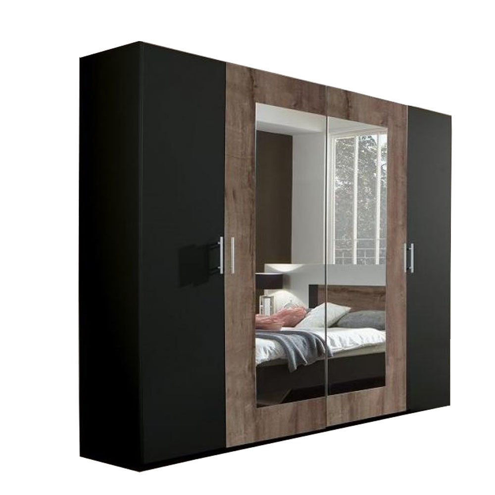 Armoire 4 portes EVA largeur 225 chêne graphite / chêne châtaigne