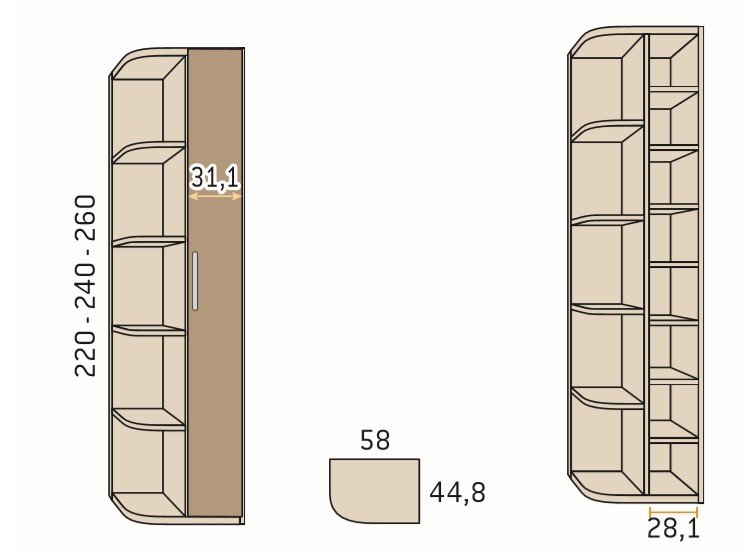 Armoire angle dressing porte coulissante rangement couleur Polar Pizzara Laquée hauteur 220 cm