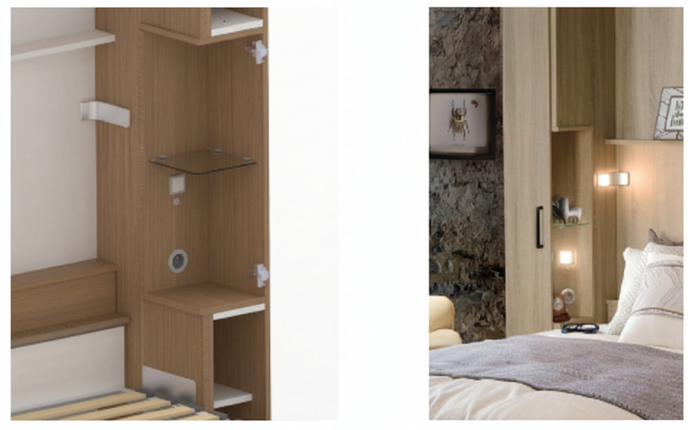 Lit escamotable canapé ARLITEC LIT COFFRE 140 avec surmeuble et colonne chevet hauteur 240 cm