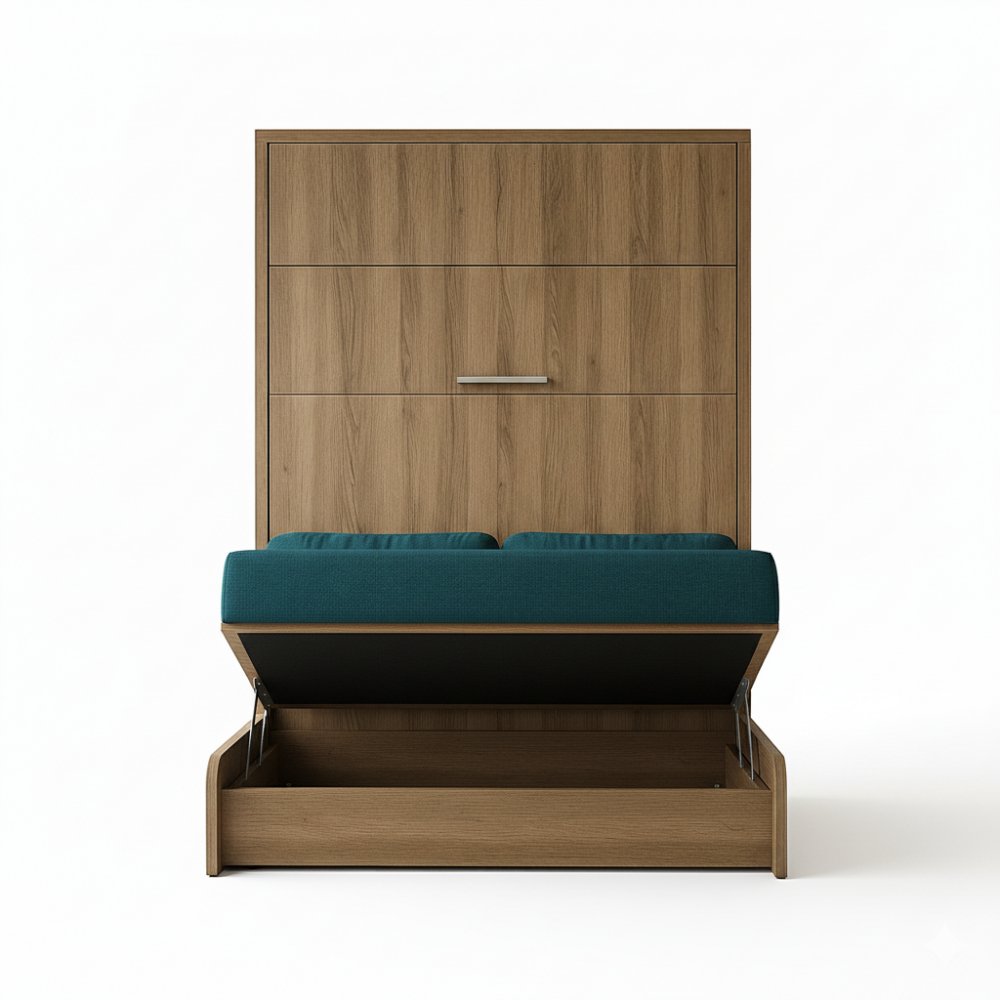 Lit escamotable canapé ARLITEC LIT COFFRE 140 avec surmeuble et colonne chevet hauteur 250 cm