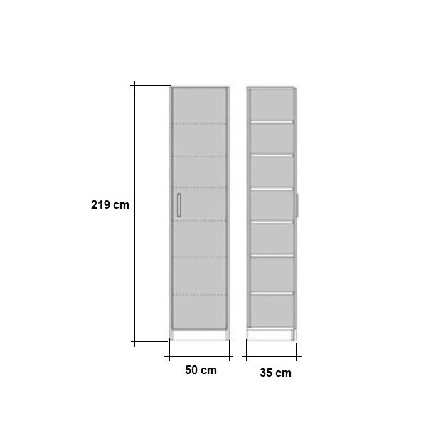 Composition armoire lit SMART-V2 façade blanc brillant 140*200 cm colonnes blanc mat