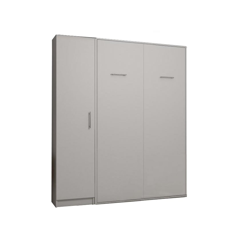 Composition armoire lit escamotable SMART-V2 blanc mat Couchage 160 x 200 cm colonne armoire