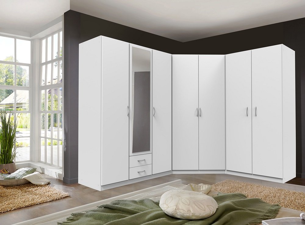 Armoire penderie SUTTON 2 portes blanc mat 2 miroirs L : 179 cm