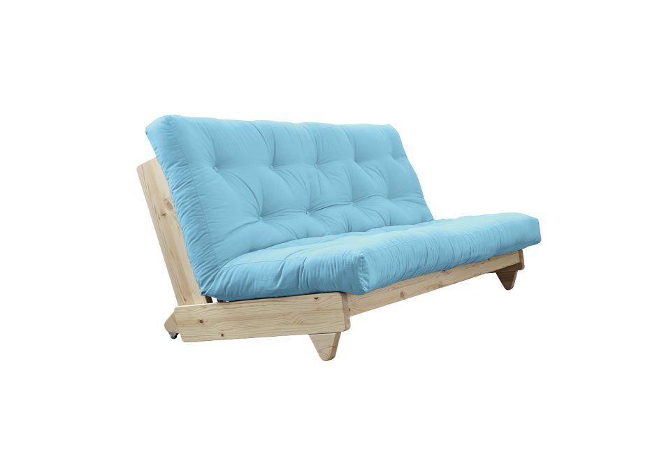 Banquette convertible futon FRESH pin coloris bleu clair couchage 140*200 cm.