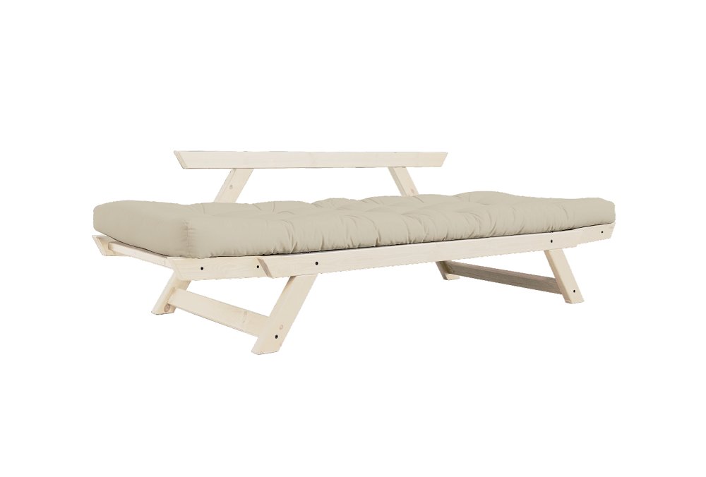 Banquette méridienne futon BEBOP pin naturel coloris beige couchage 75x200 cm.