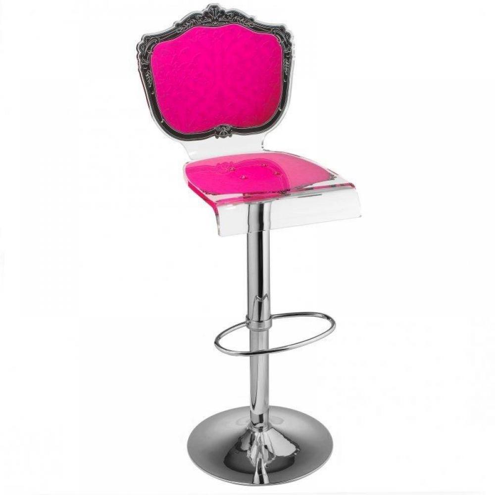 Tabouret chaise de bar baroque rose plexiglass acrila