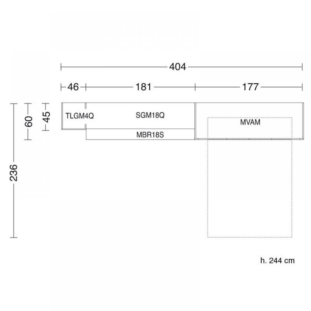 Armoire lit 2 pers, vitrine étagères pivotantes + rangements