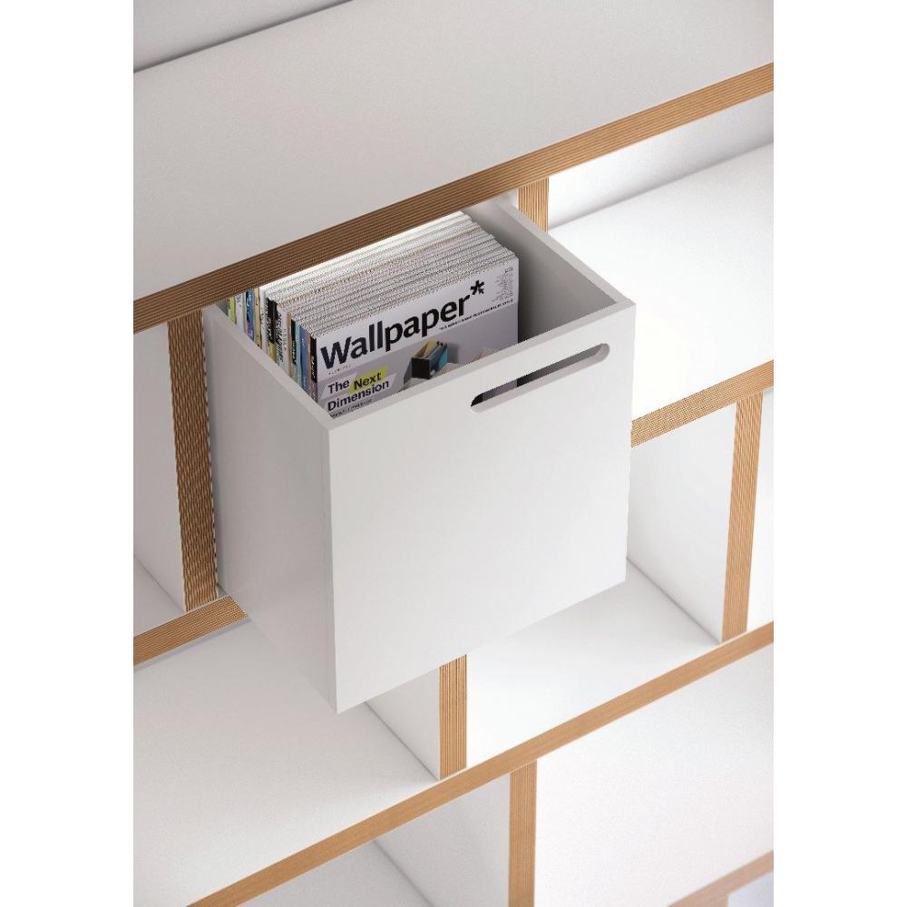 BERLIN bibliothèque étagère blanche mate et bois