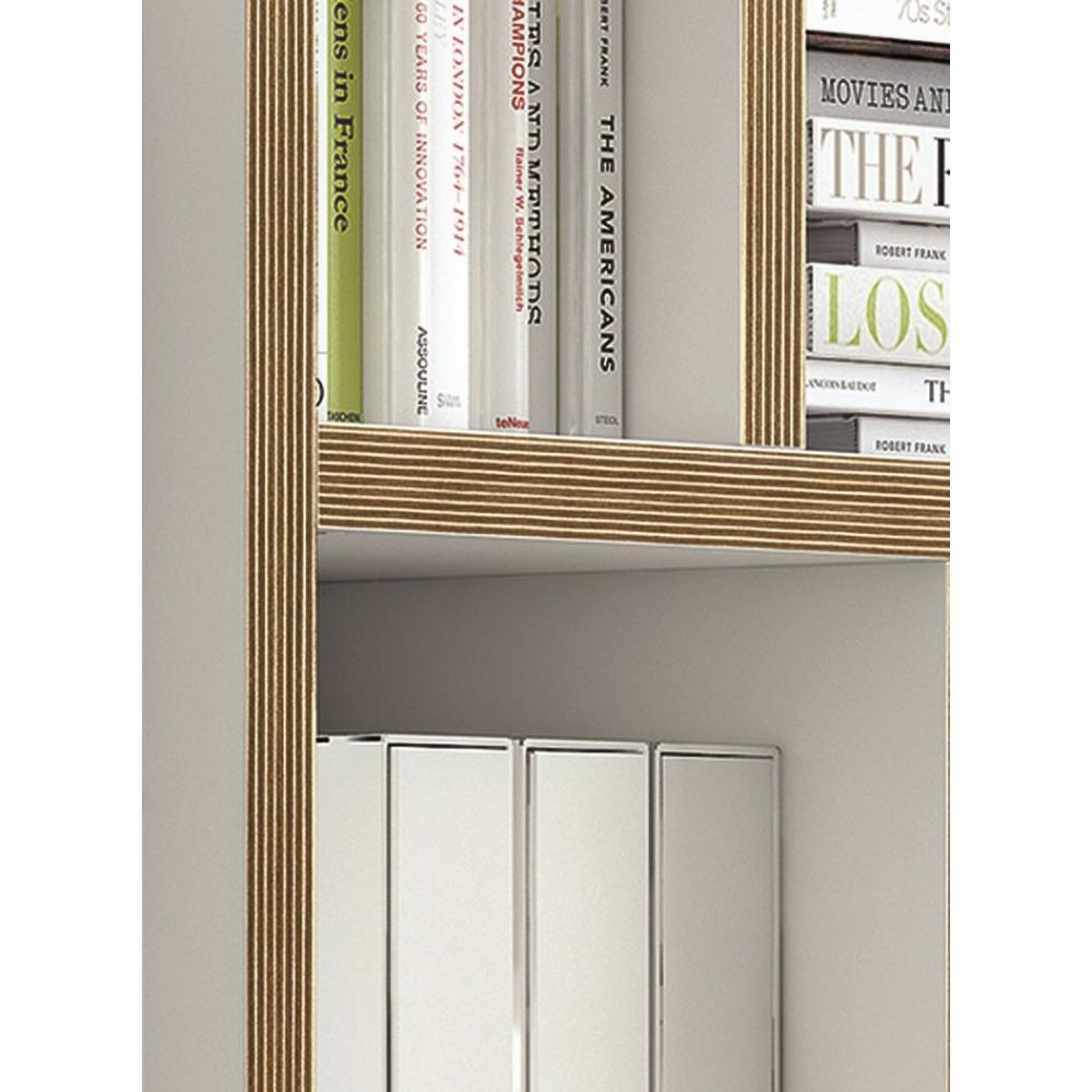 BERLIN bibliothèque étagère blanche mate et bois