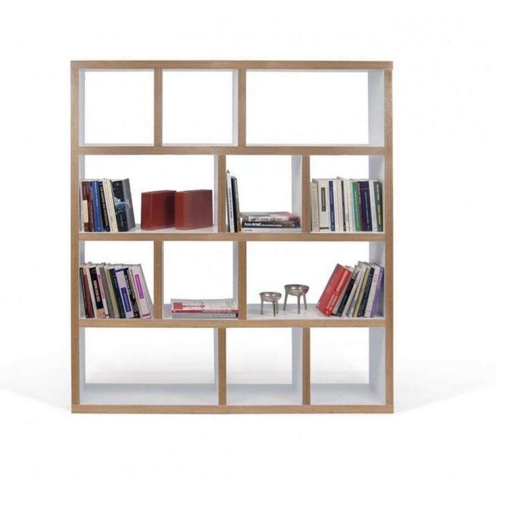 BERLIN bibliothèque étagère blanche mate et bois