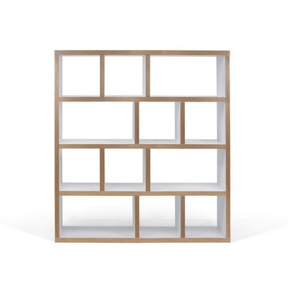 BERLIN bibliothèque étagère blanche mate et bois