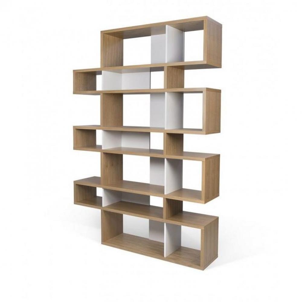LONDON bibliothèque design 7 niveaux chêne avec fonds blancs
