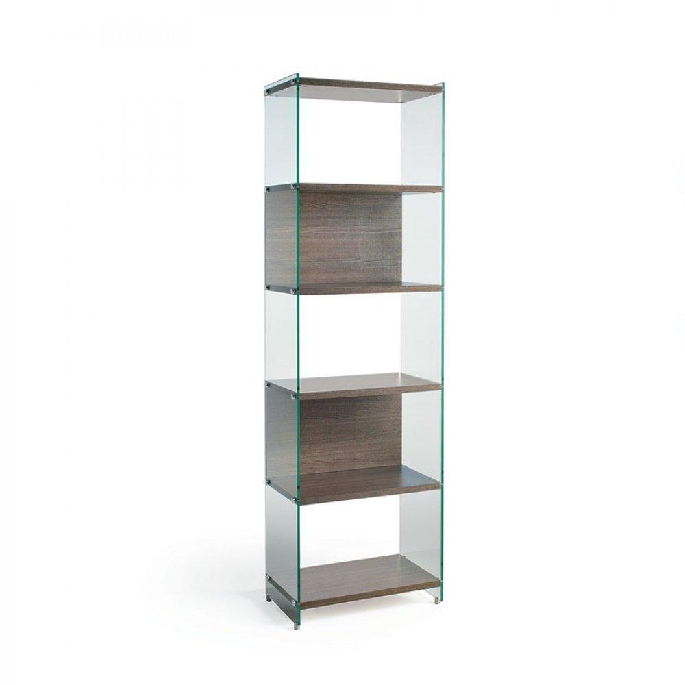 Bibliothèque murale 6 étagères BABYLONE 60 cm céruse noyer