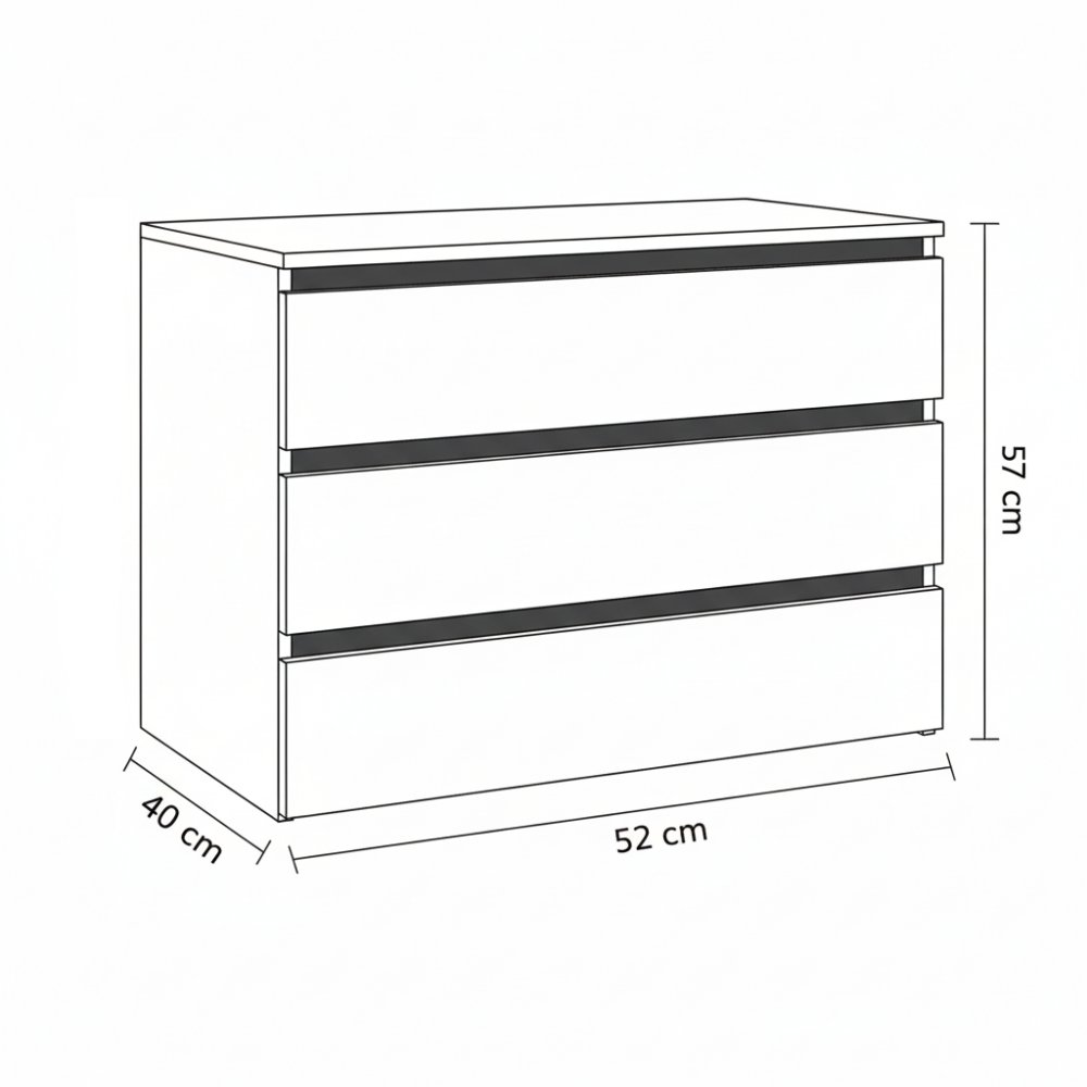 Bloc 3 tiroirs intérieurs largeur 52 cm DECOR GRIS