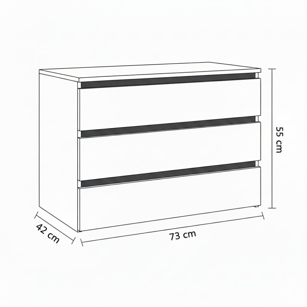 Bloc 3 tiroirs intérieurs largeur 73 cm DECOR GRIS