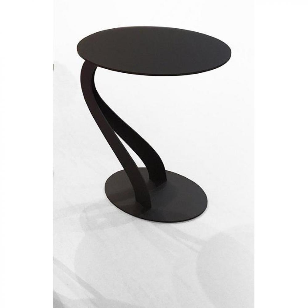 Bout de canapé TOM design chocolat ovale en verre trempé