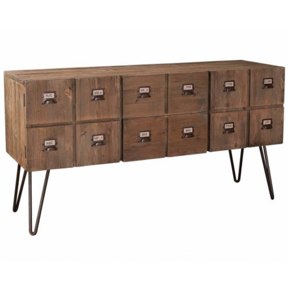 Buffet OCTAVE 2 portes 2 tiroirs en pin style industriel
