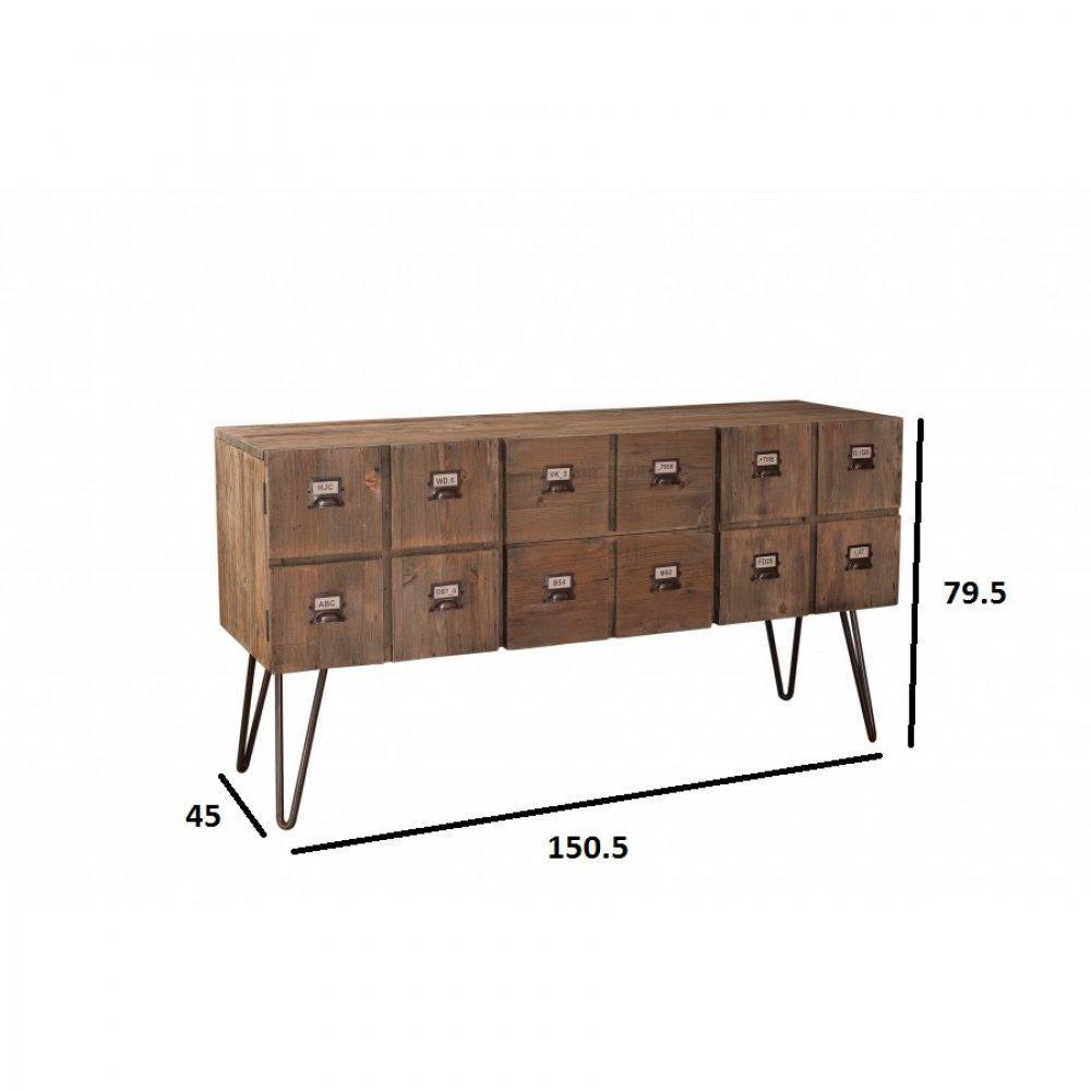 Buffet OCTAVE 2 portes 2 tiroirs en pin style industriel