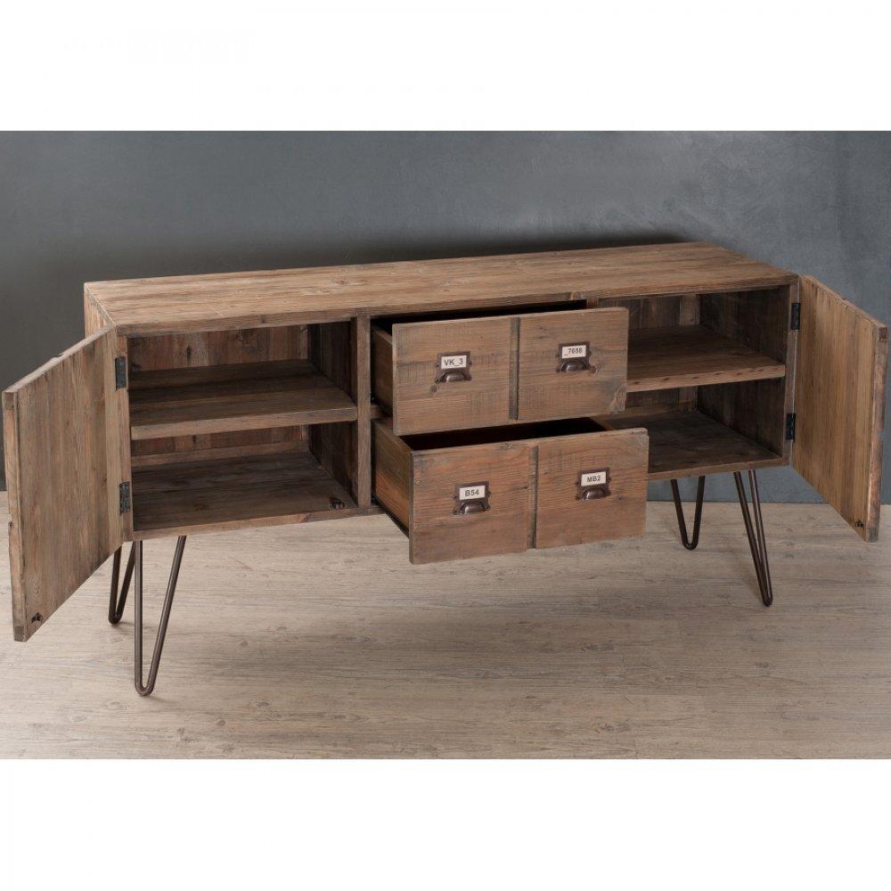Buffet OCTAVE 2 portes 2 tiroirs en pin style industriel