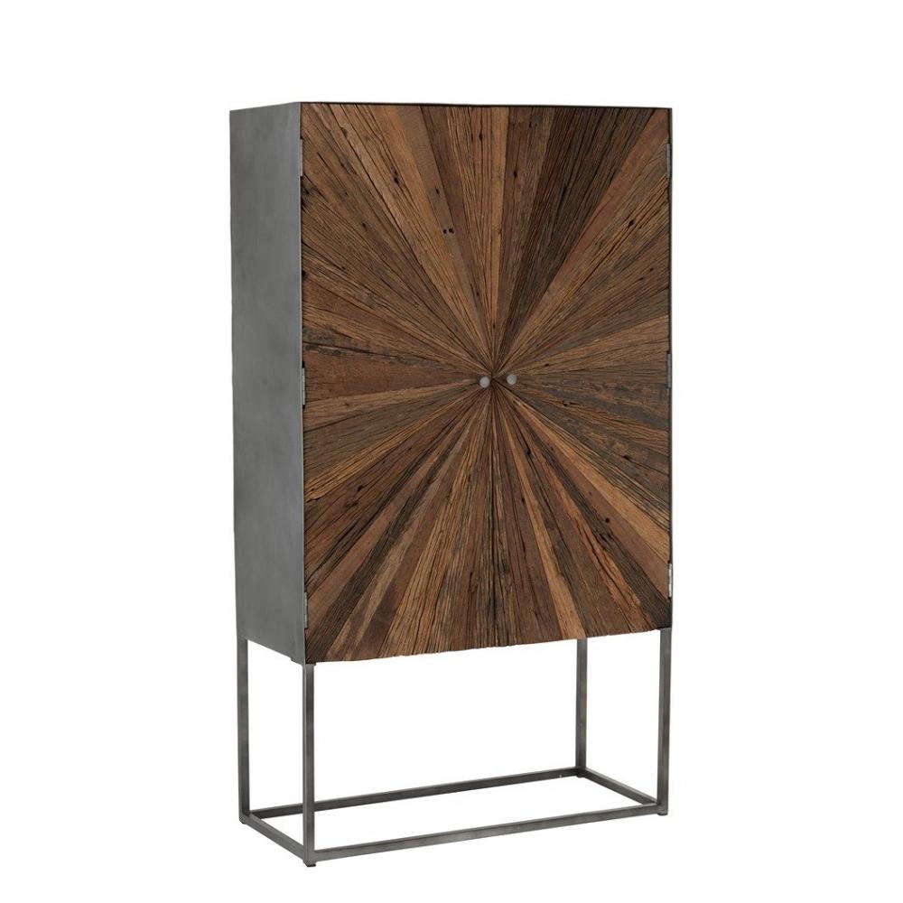 Buffet Bar  TINA  2 portes Marron Bois  / Pieds métal gris