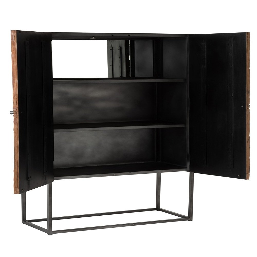 Buffet Bar  TINA  2 portes Marron Bois  / Pieds métal gris