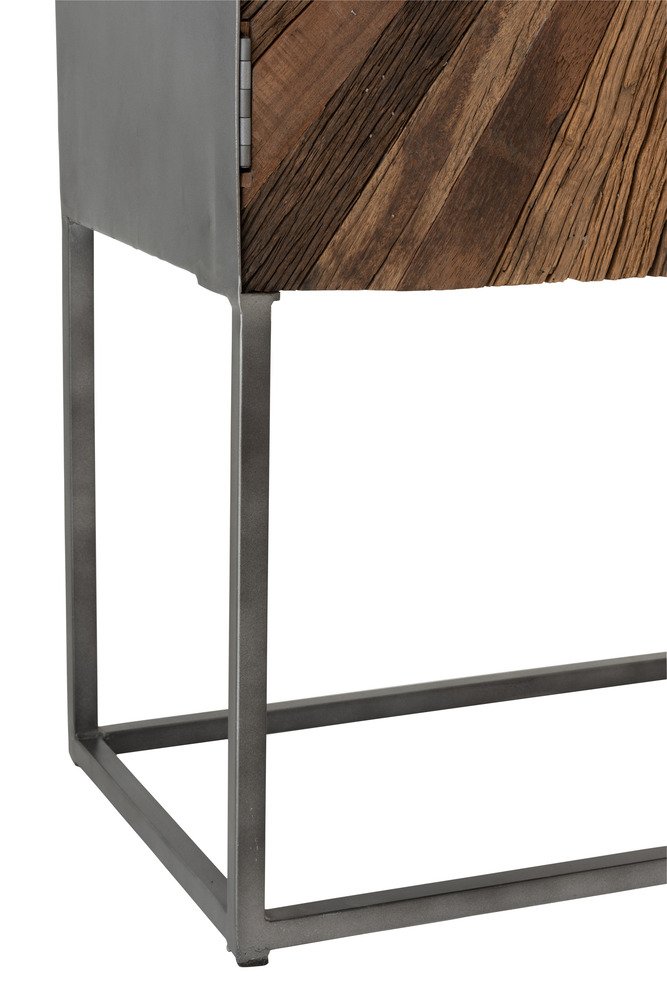 Buffet Bar  TINA  2 portes Marron Bois  / Pieds métal gris