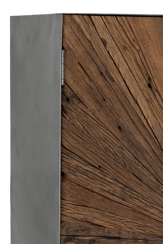 Buffet Bar  TINA  2 portes Marron Bois  / Pieds métal gris
