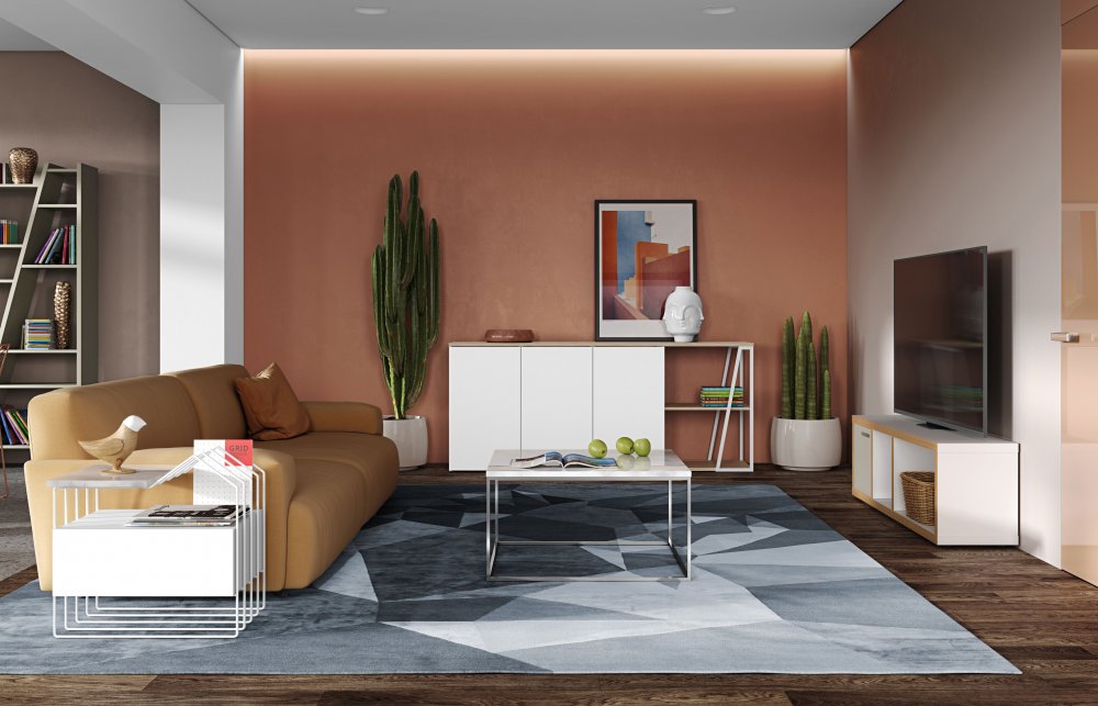 Buffet design ALBI Chêne/blanc