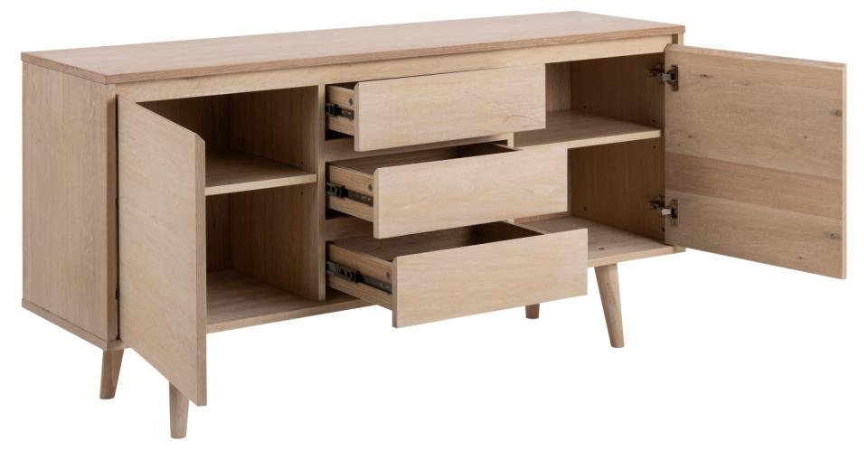 Buffet bas design NORA 2 portes 3 tiroirs Bois naturel