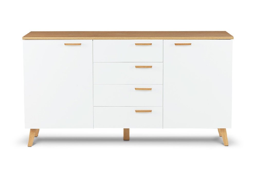 Buffet bas FREDO blanc
chêne naturel 2 portes et 4 tiroirs