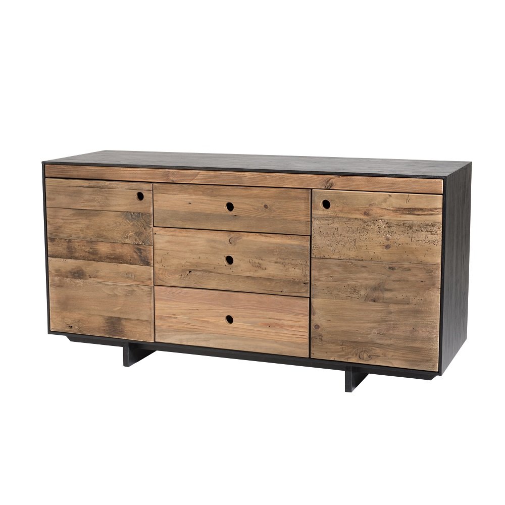 Buffet DANDY 2 portes 3 tiroirs en pin recyclé