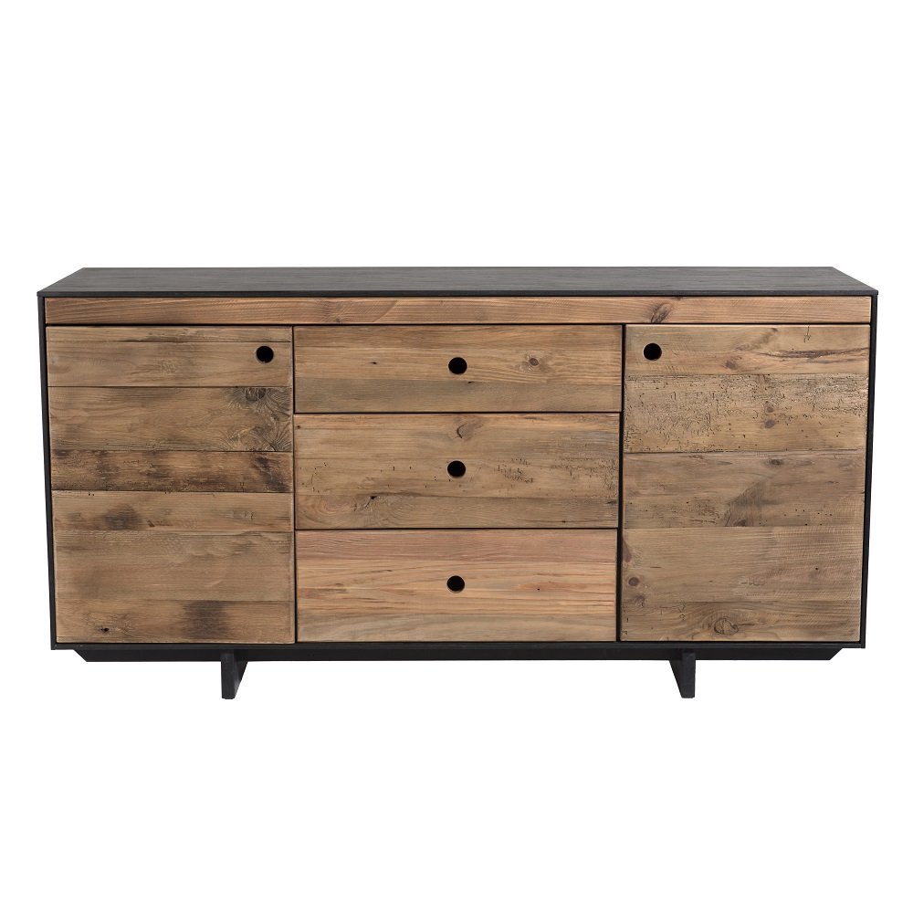 Buffet DANDY 2 portes 3 tiroirs en pin recyclé
