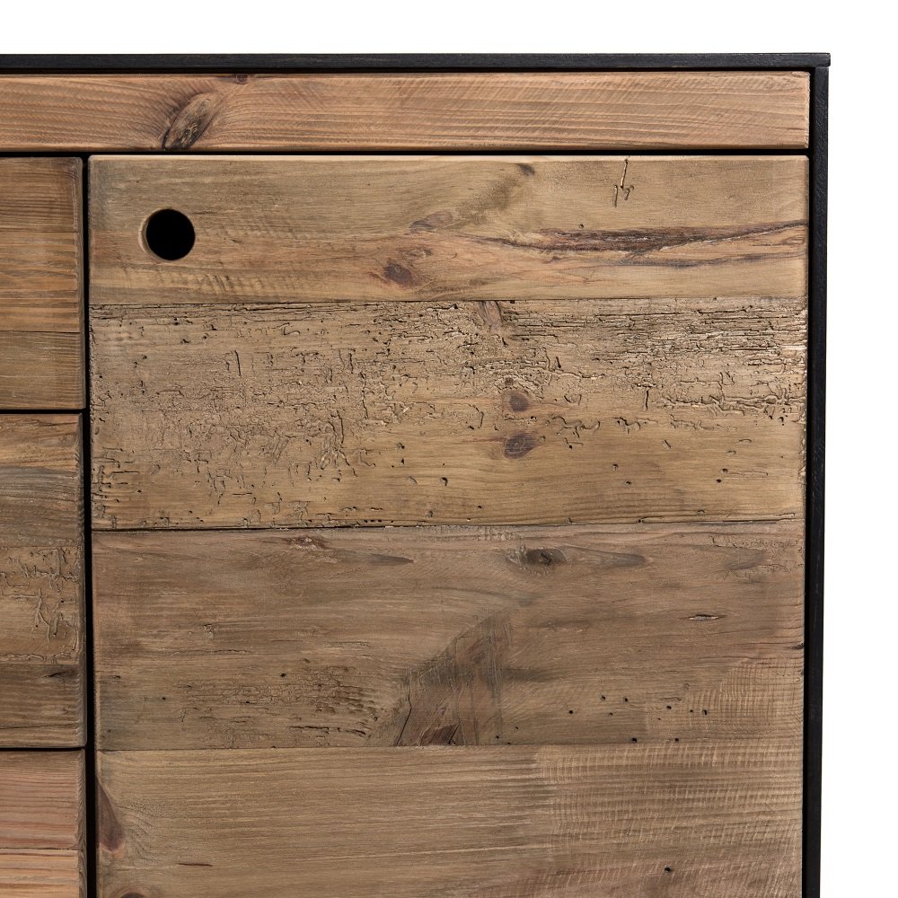 Buffet DANDY 2 portes 3 tiroirs en pin recyclé
