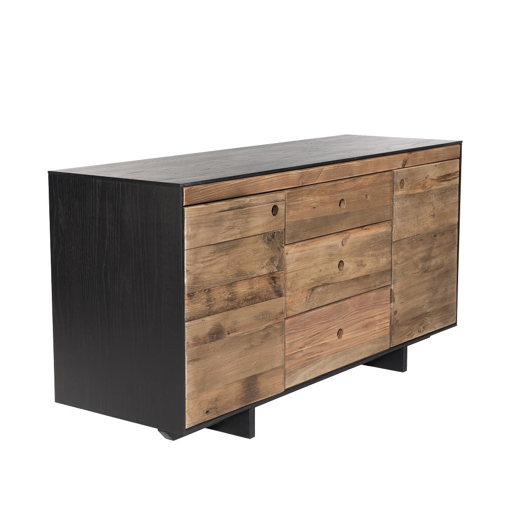 Buffet DANDY 2 portes 3 tiroirs en pin recyclé
