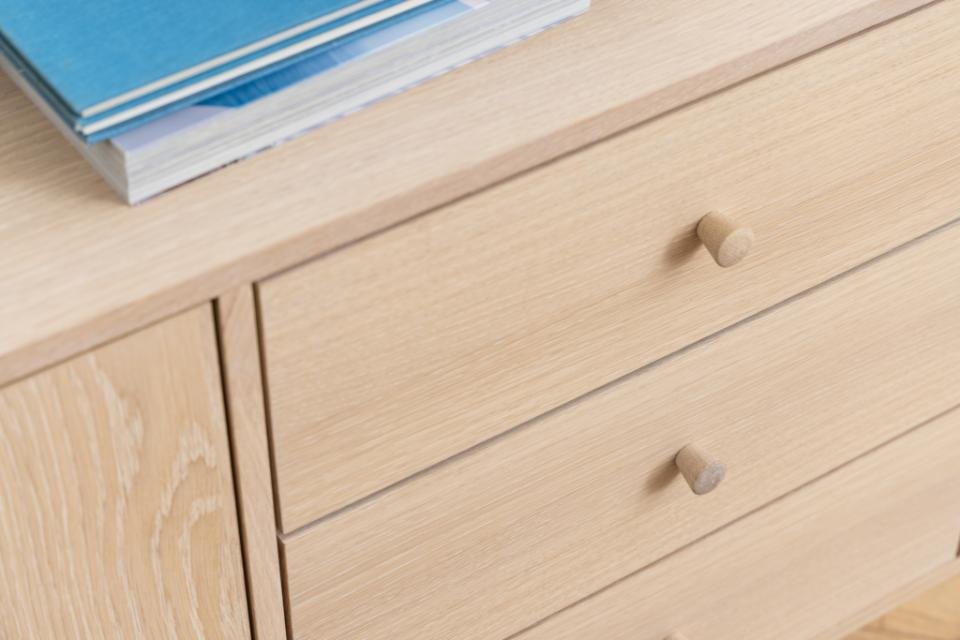 Buffet design MARTIN 2 portes 3 tiroirs Bois naturel