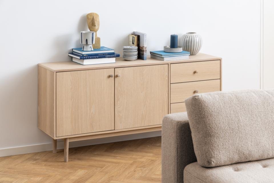 Buffet design MARTIN 2 portes 3 tiroirs Bois naturel