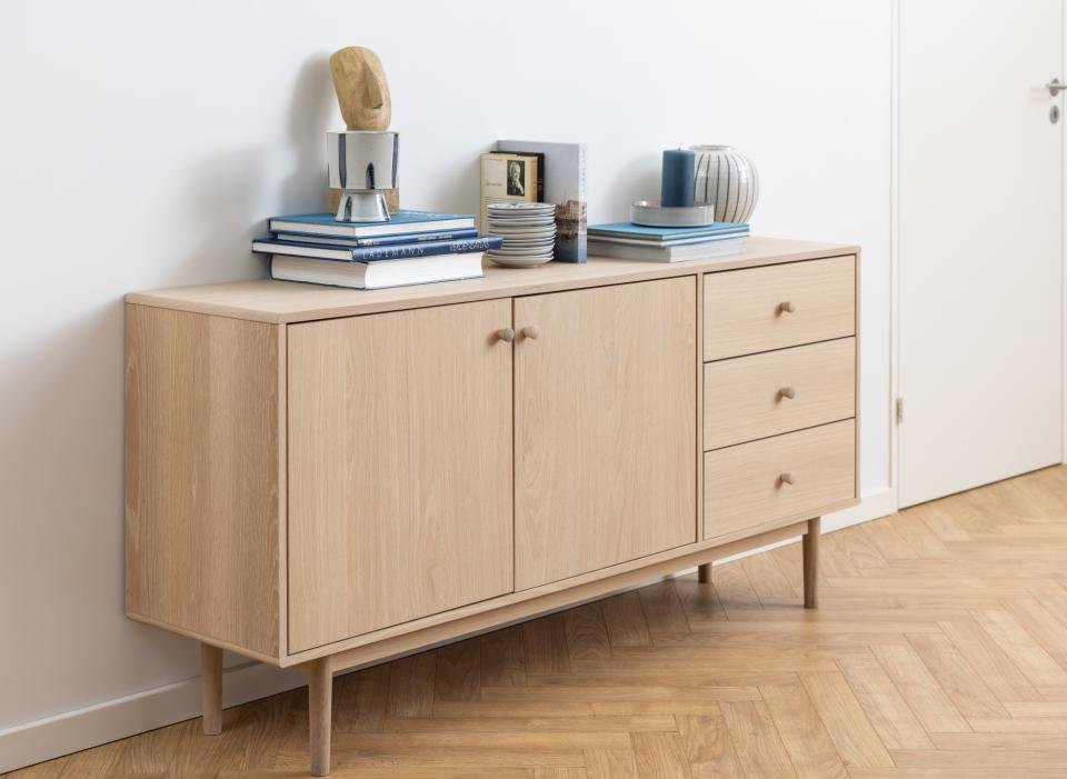 Buffet design MARTIN 2 portes 3 tiroirs Bois naturel