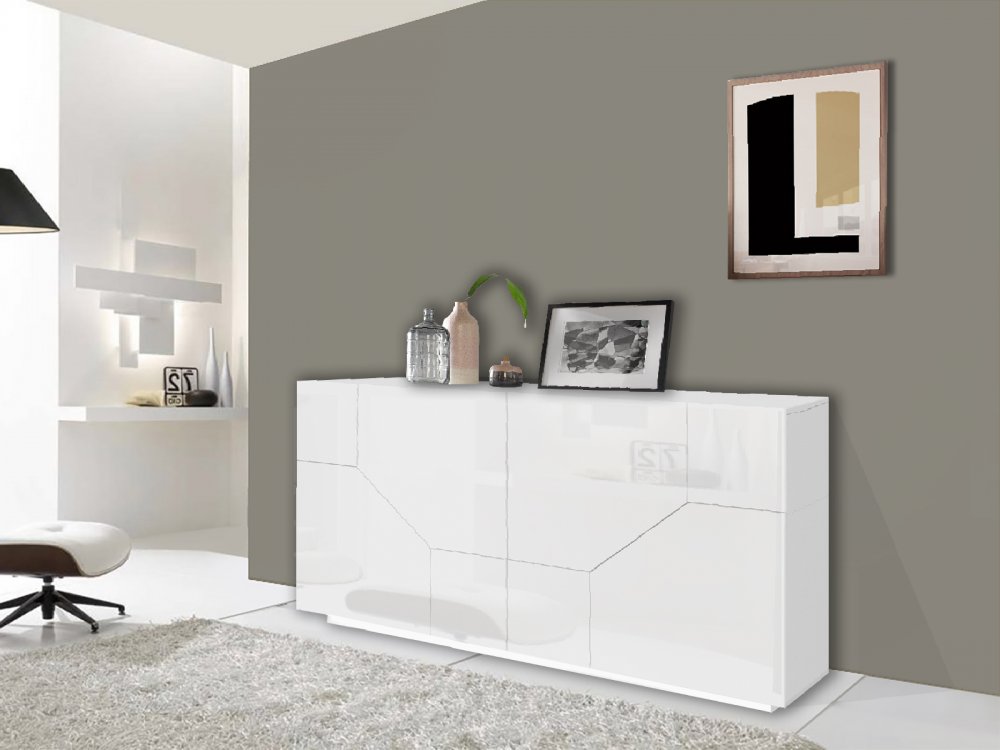 Buffet bas NALIE
blanc laqué brillant 4 portes, largeur 159 cm